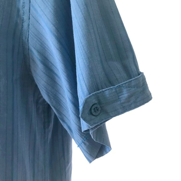 Vese  Men's Casual Blue Striped Short Sleeve Button Up Shirt " - Picture 4 of 10